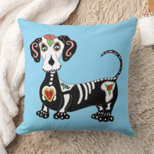 Cojín Decorativo Dachshund Sugar Skull