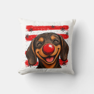 Cojín Decorativo Dachshund tiras navideñas lindas