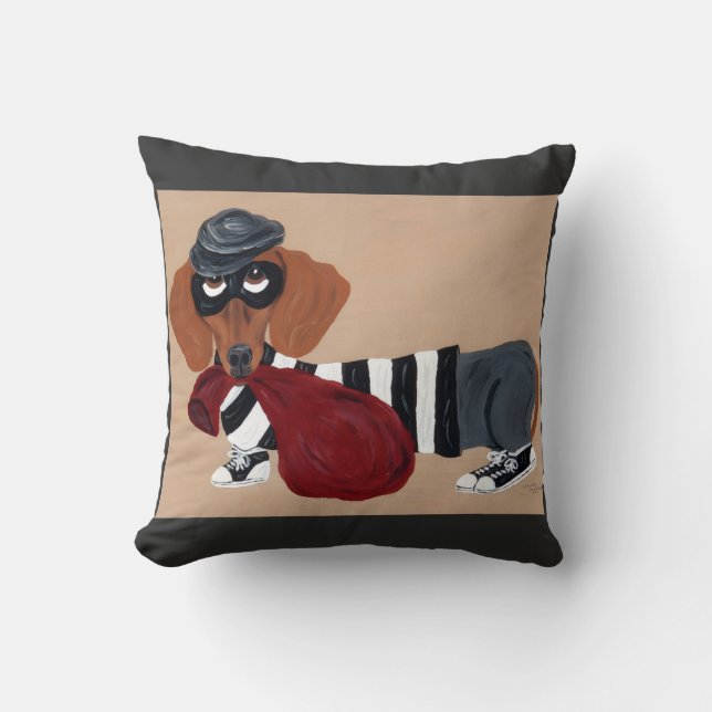Cojín Decorativo Dachshund Treat Thief Burglar (Anverso)