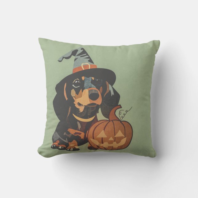Cojín Decorativo Dachshund Weenie Dog Halloween (Anverso)