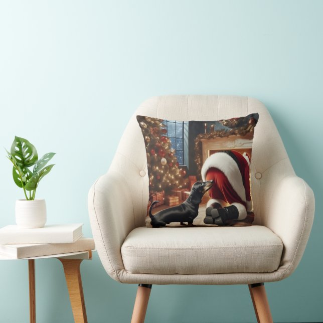 Cojín Decorativo Dachshund y Santa  (Silla)
