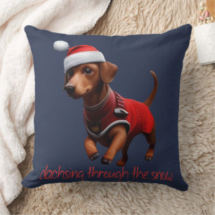 Cojín Decorativo Dachsing a través de la nieve Dachshund perro salc