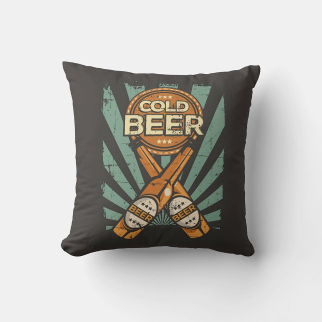 Cojín Decorativo Dad Blue Strips Cold Beer (Anverso)