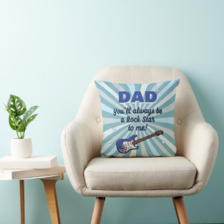 Cojín Decorativo Dad Rock Star Guitarra Eléctrica Divertida Azul