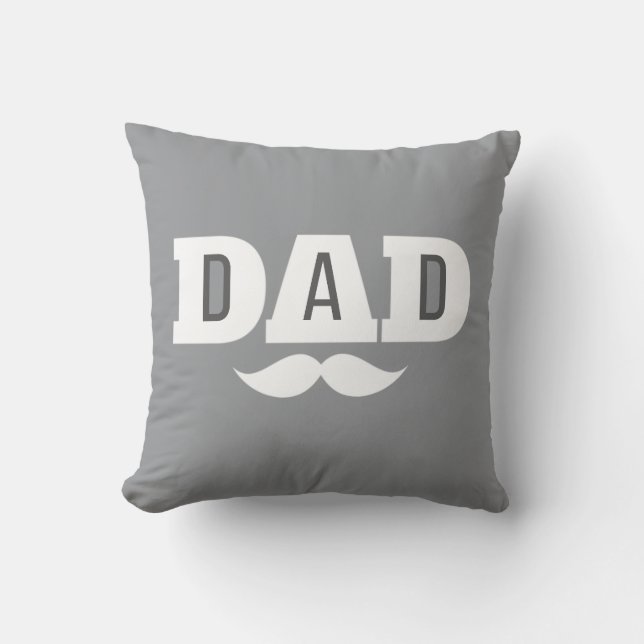 Cojín Decorativo Dad Throw Pillow Mustache Brow Black Grey Orange (Anverso)