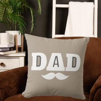 Cojín Decorativo Dad Throw Pillow Mustache Brow Black Grey Orange