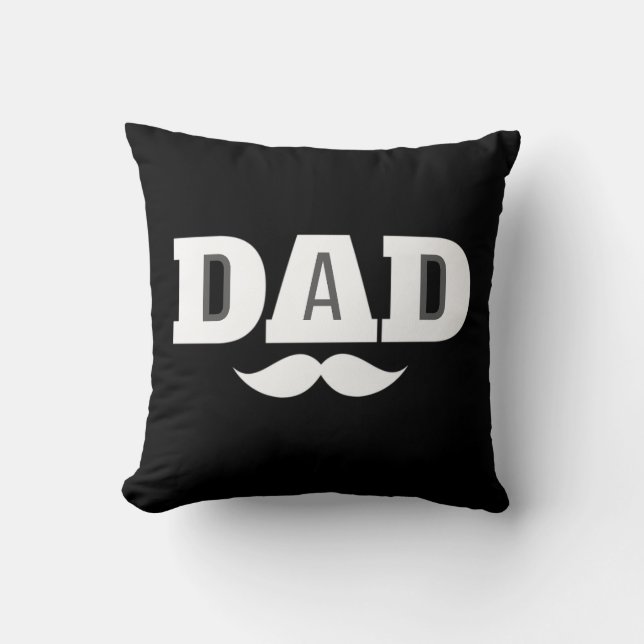 Cojín Decorativo Dad Throw Pillow Mustache Brow Black Grey Orange (Anverso)