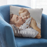 Cojín Decorativo Dada I Love You Personalizado Fathers Day Photo<br><div class="desc">La almohada fotográfica personalizado presenta dos fotos familiares favoritas de los niños (delante y atrás) con un mensaje especial "Dada,  yo / te amamos" en un elegante tipo blanco que puede ser personalizado con tu redacción preferida. ¡Un hermoso regalo para papá este Día del Padre!</div>