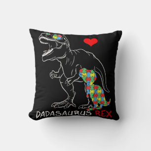 Cojín Decorativo Dadasaurus Rex Autism Awareness Orgulloso padre de