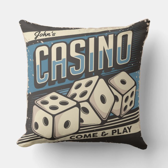 Cojín Decorativo Dados de Casino de Cumpleaños Personalizados (Anverso)