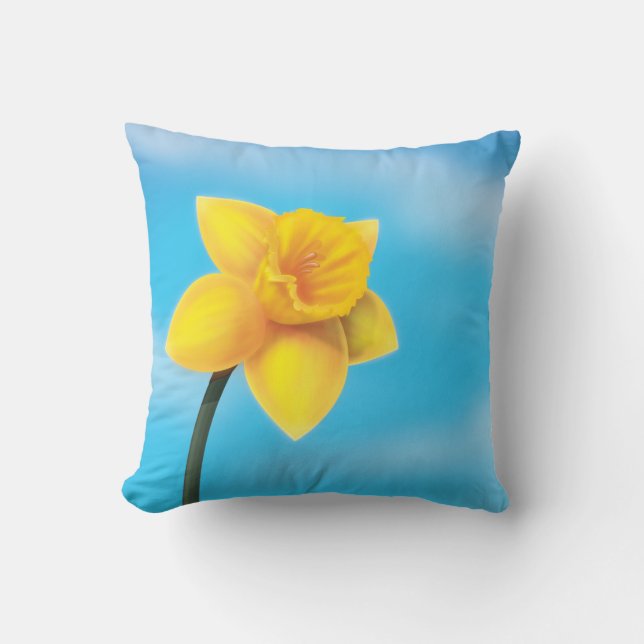 Cojín Decorativo Daffodil amarillo brillante (Anverso)