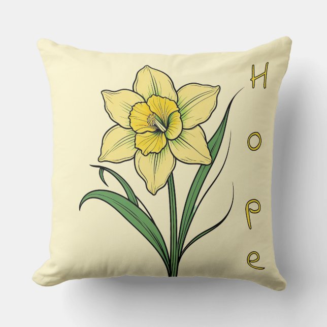 Cojín Decorativo Daffodil amarillo (esperanza) (Anverso)
