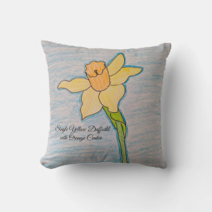 Cojín Decorativo Daffodil amarillo único con centro Naranja