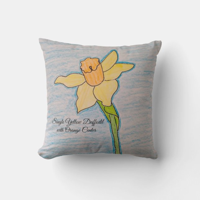 Cojín Decorativo Daffodil amarillo único con centro Naranja (Anverso)