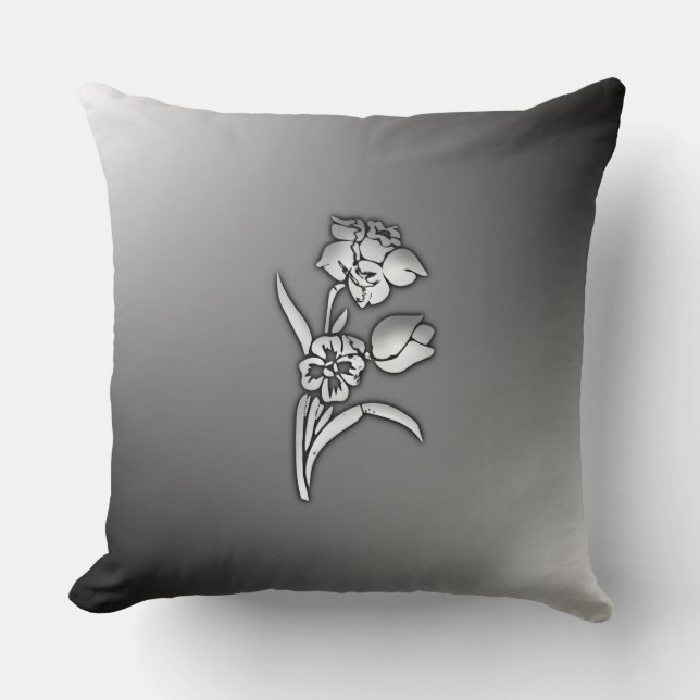 Cojín Decorativo Daffodil blanco y negro (Anverso)