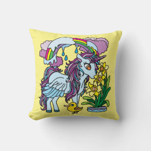 Cojín Decorativo Daffodils de primavera y unicornio