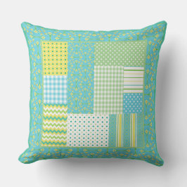 Cojín Decorativo Daffodils Faux-patchwork Checks, Polkas, Stripes