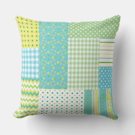 Cojín Decorativo Daffodils Faux-patchwork Floral, Polkas, Checks