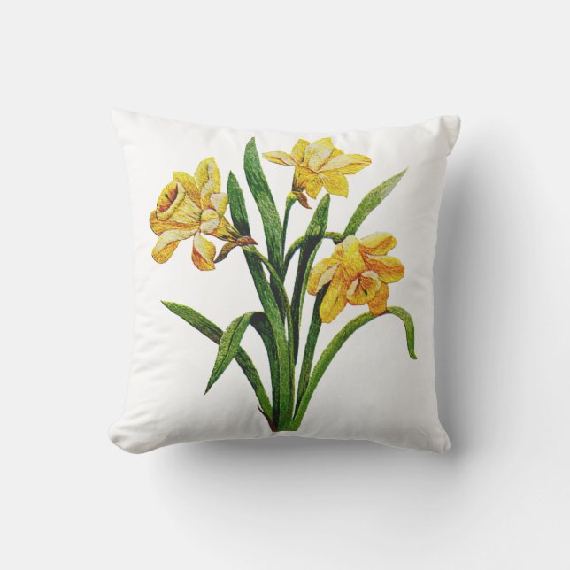 Cojín Decorativo Daffodis dorados bordados (Anverso)