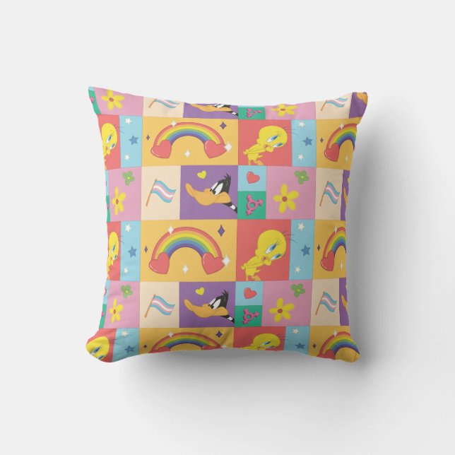 Cojín Decorativo DAFFY DUCK™ & TWEETY™ - Pride Pattern (Anverso)