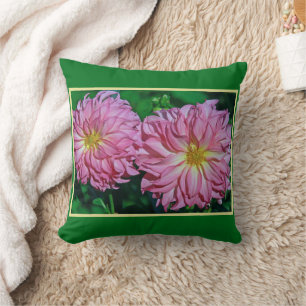 COJÍN DECORATIVO DAHLIAS DE COLOR ROSA (DOS DAHLIAS GRANDES)