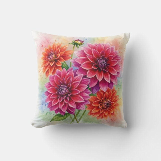 Cojín Decorativo Dahlias Flowers Pillow (Anverso)