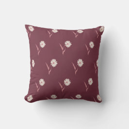 Cojín Decorativo Dainty Scattered Aster Wildflower | Deep Burgundy