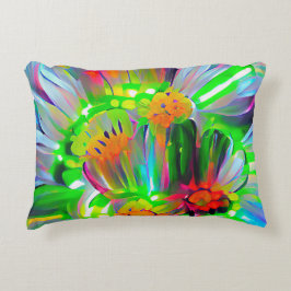 Cojín Decorativo Daisies abstractos neones con colores vivos