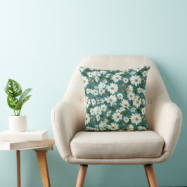 Cojín Decorativo Daisies blancos y mariposas