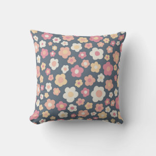 Cojín Decorativo Daisies coloridos Patrón Floral Retro Pastel