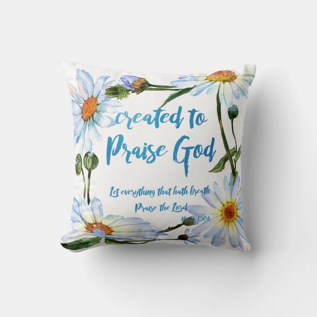 Cojín Decorativo Daisies con creaciones para alabar la cita de Dios (Anverso)