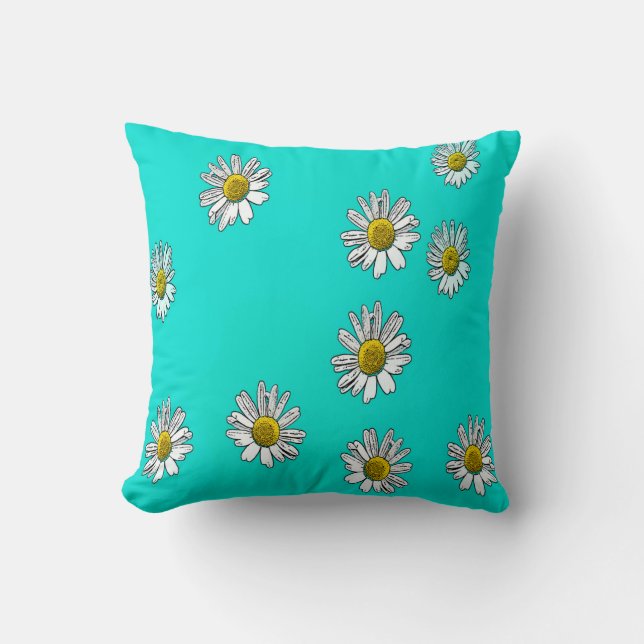 Cojín Decorativo Daisies dibujado (Anverso)