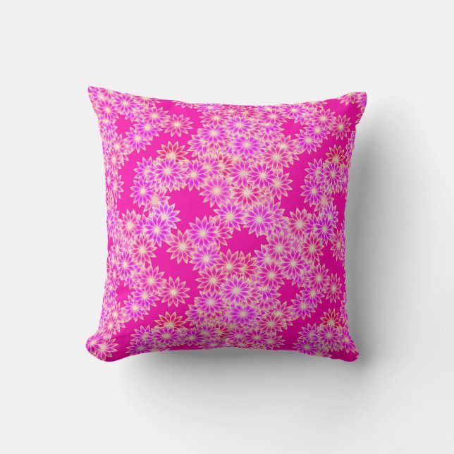 Cojín Decorativo Daisies en rosa profundo y orquídea (Anverso)