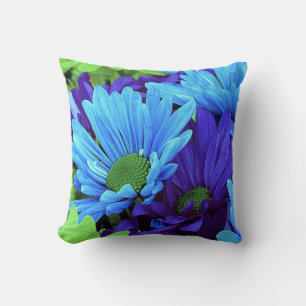 Cojín Decorativo Daisies en tonos azules y verdes
