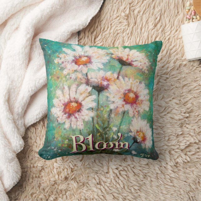 Cojín Decorativo Daisies Impressionistic Floral Teal Personalized (Manta)