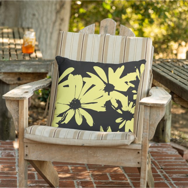 Cojín Decorativo Daisies negros y amarillos (Silla)
