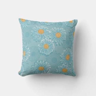 Cojín Decorativo Daisies vintage: patrón de contorno floral.