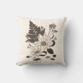 Cojín Decorativo Daisies y hojas - transparentes en crema.