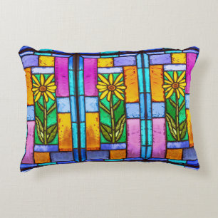 Cojín Decorativo Daisy amarillo de vidrio manchado