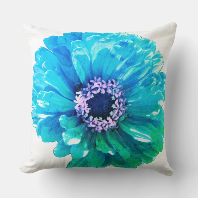 Cojín Decorativo Daisy azul verde azulado (Anverso)