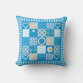 Cojín Decorativo Daisy Chains Faux Patchwork, Check Gingham