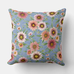 Cojín Decorativo Daisy Floral sobre el azul