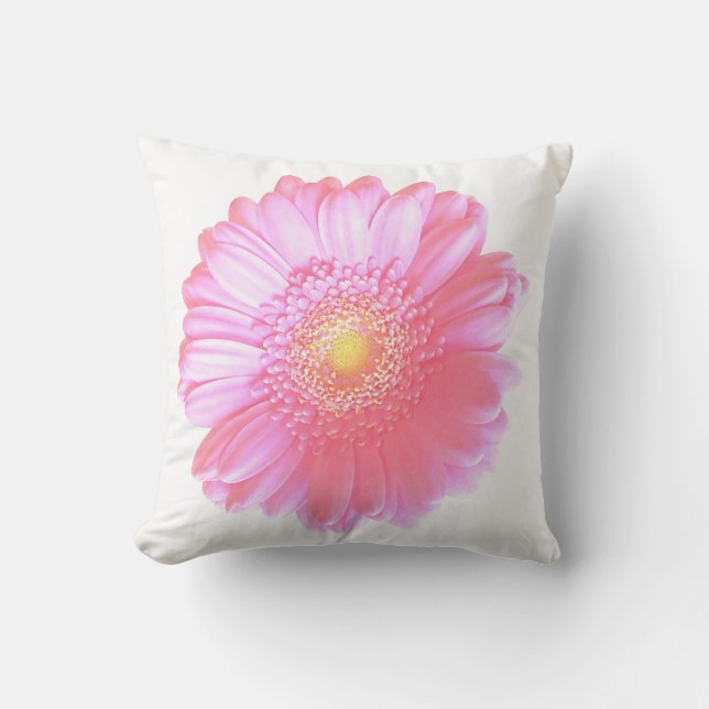 Cojín Decorativo Daisy gerbera rosa claro (Anverso)