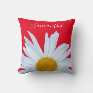Cojín Decorativo Daisy Photo Red Elegant Guión Blanco