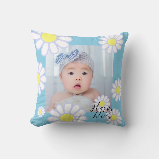 Cojín Decorativo Daisy Simple Blue Photo (Anverso)