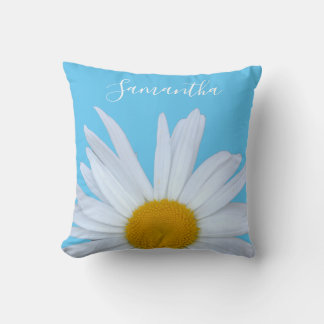 Cojín Decorativo Daisy Sky Blue Elegant Guión Blanco