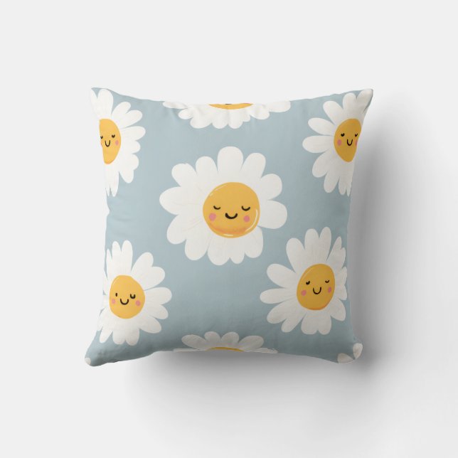 Cojín Decorativo Daisy sonriente personalizada de Cute Pastel (Reverso)