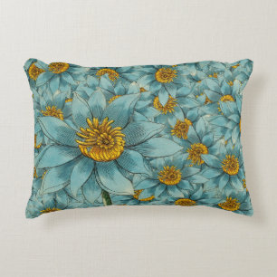 Cojín Decorativo Dalia Azul Vintage - Decoración Floral Botánica