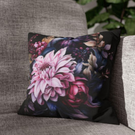 Cojín Decorativo Dalia floral oscura