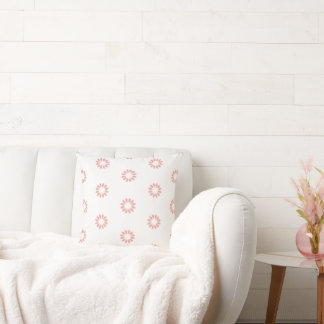 Cojín Decorativo Dalias minimalistas de coral y blanco